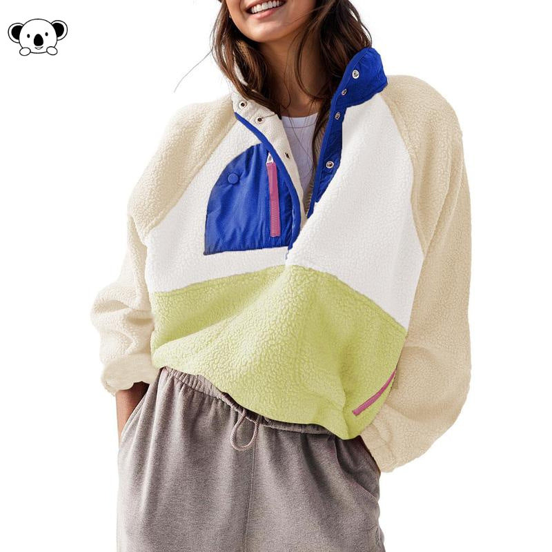 Women's Color Block Fleece Quarter-Zip Pullover
