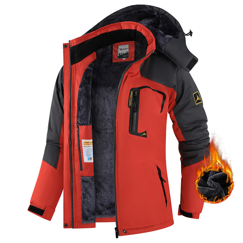 Fleece-Lined Hooded Outdoor Jacket