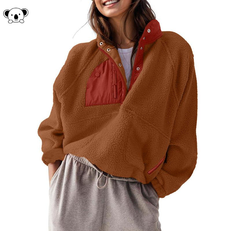 Women's Color Block Fleece Quarter-Zip Pullover