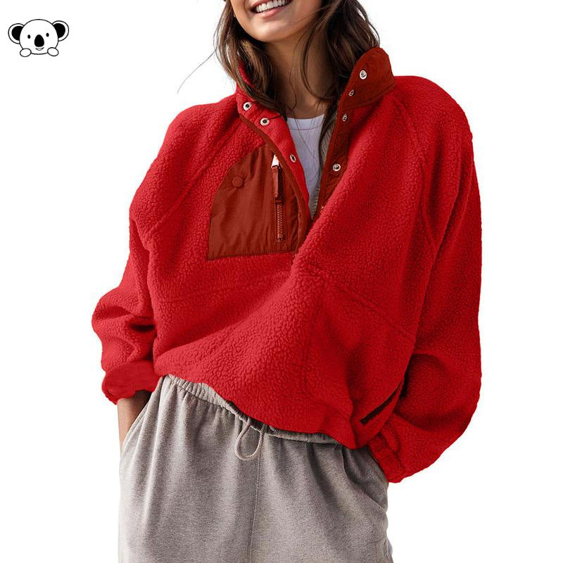 Women's Color Block Fleece Quarter-Zip Pullover