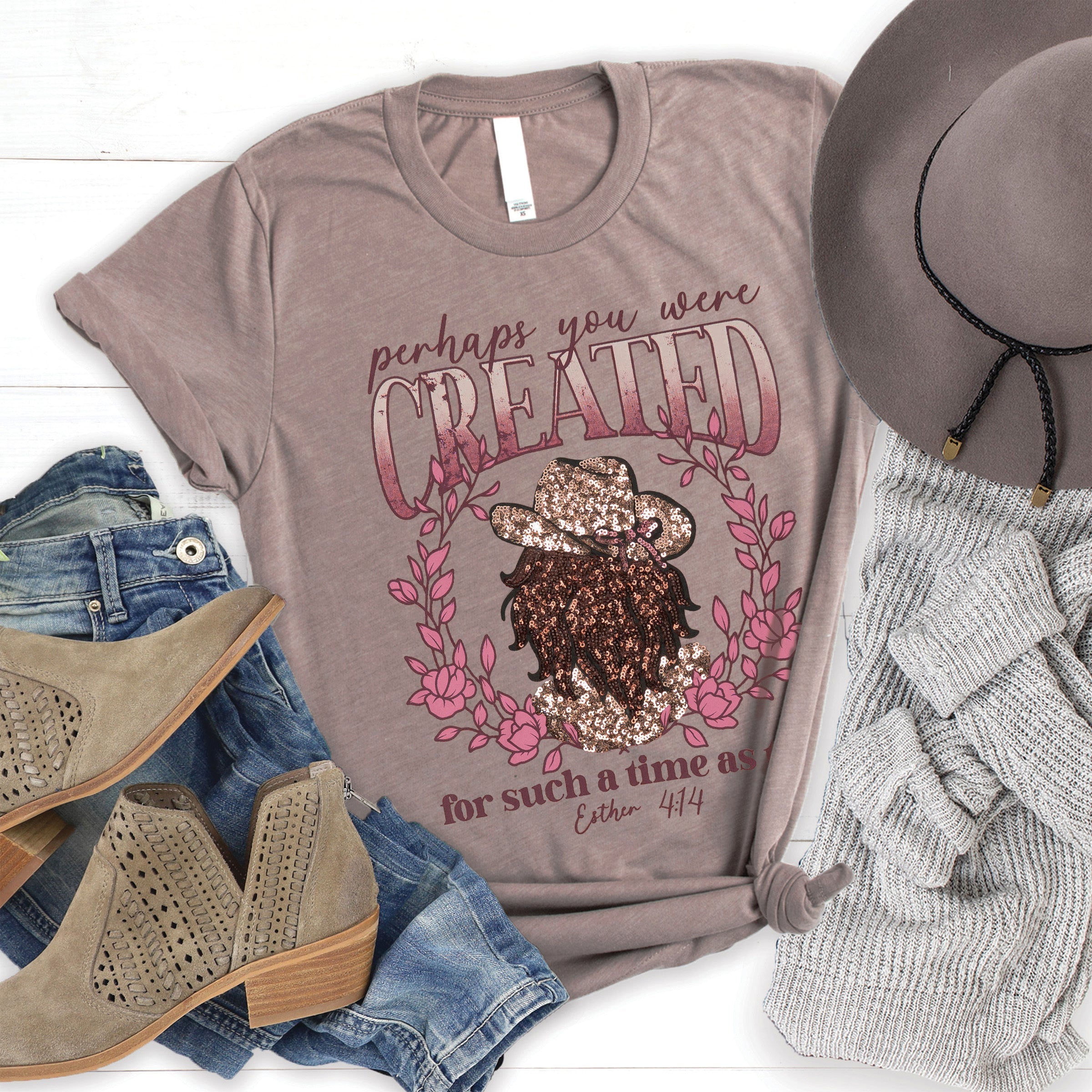 Embellished Perhaps you were Created Sequin Tee