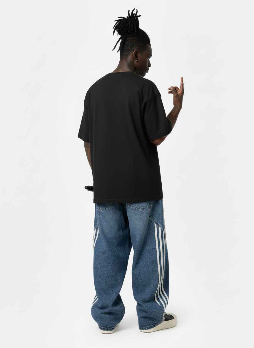 Side-Stripe Barrel Jeans
