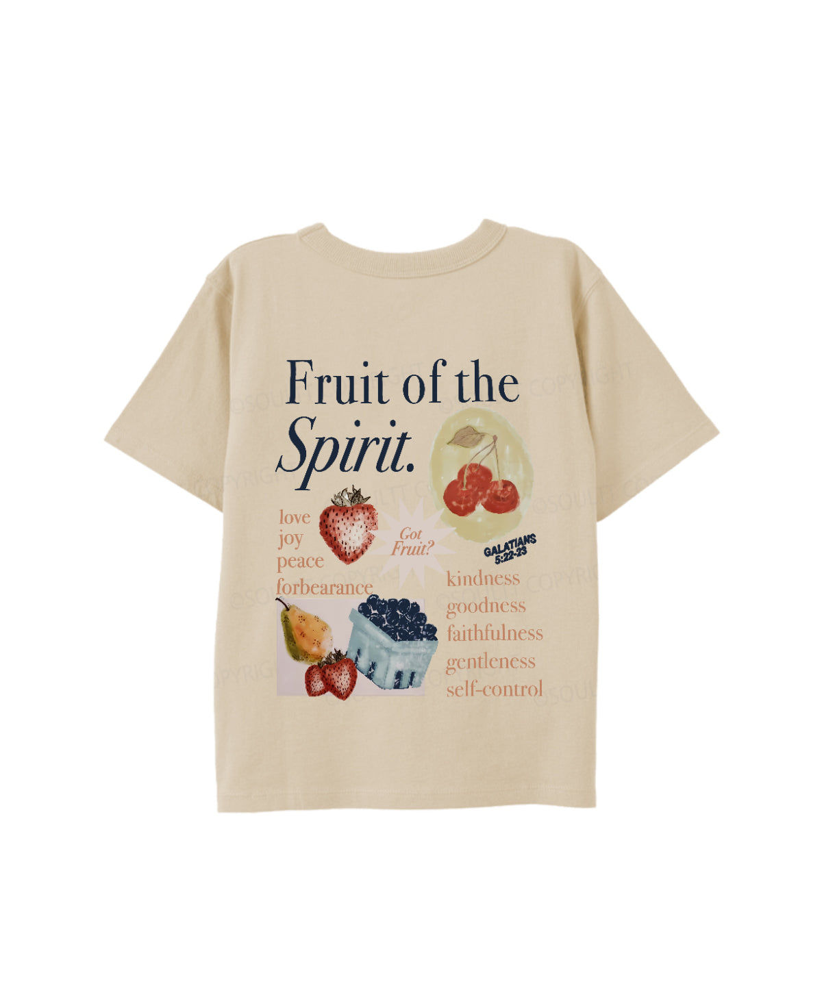 Kids Fruit Of The Spirit Double Sided Cotton Christian T-shirt