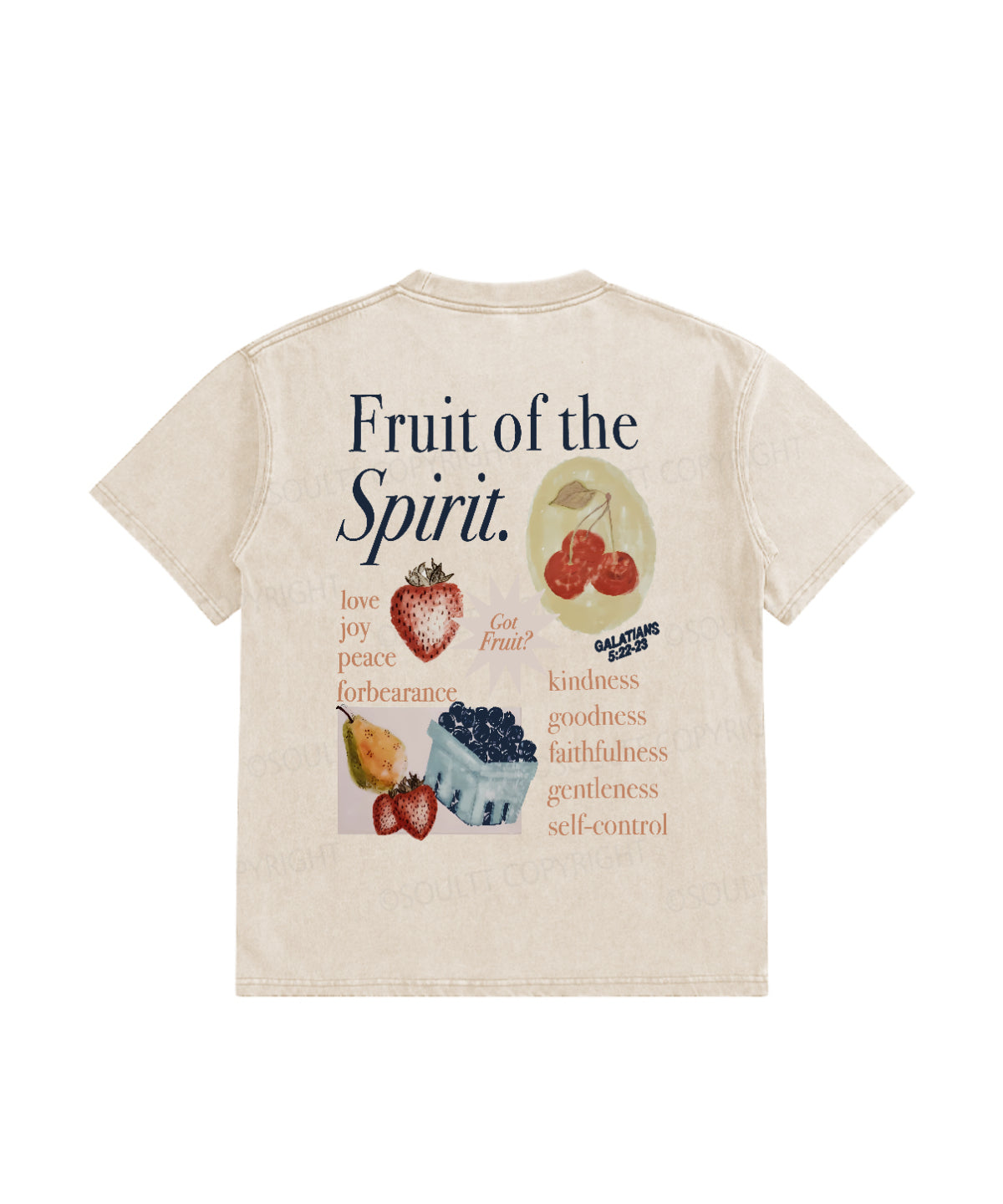Kids Fruit Of The Spirit Double Sided Washed Christian T-shirt