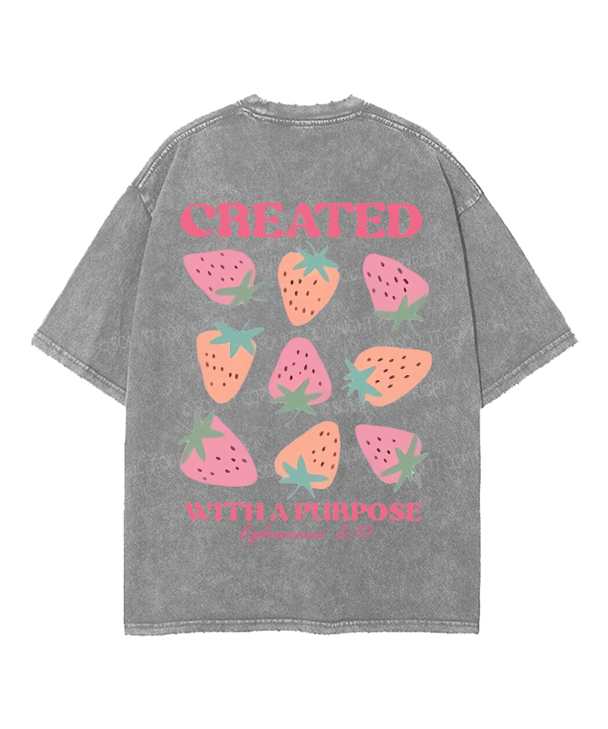 Created With Purpose Double Sided Unisex Washed Christian T-shirt