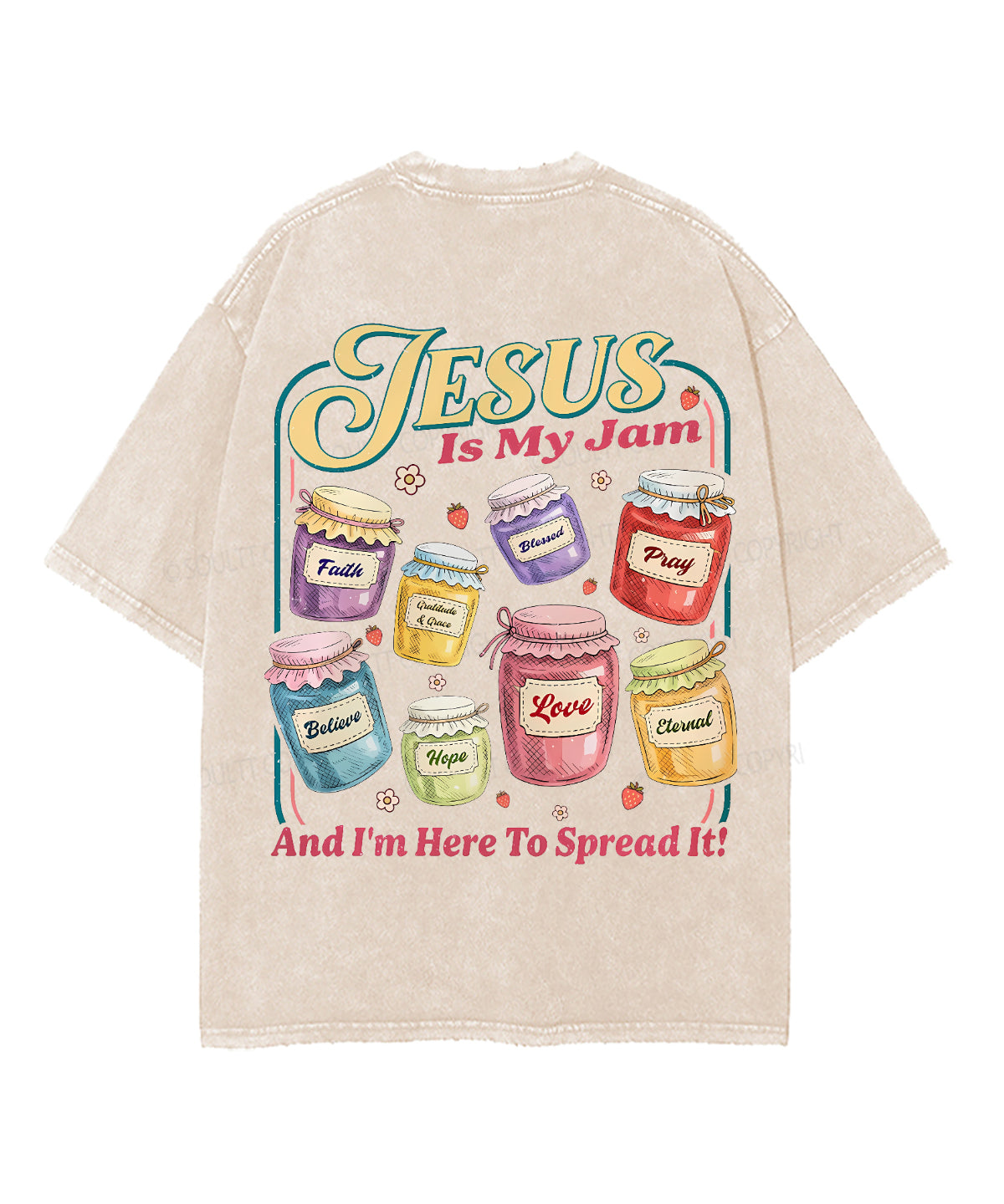 Jesus Is My Jam Double Sided Unisex Washed Christian T-shirt