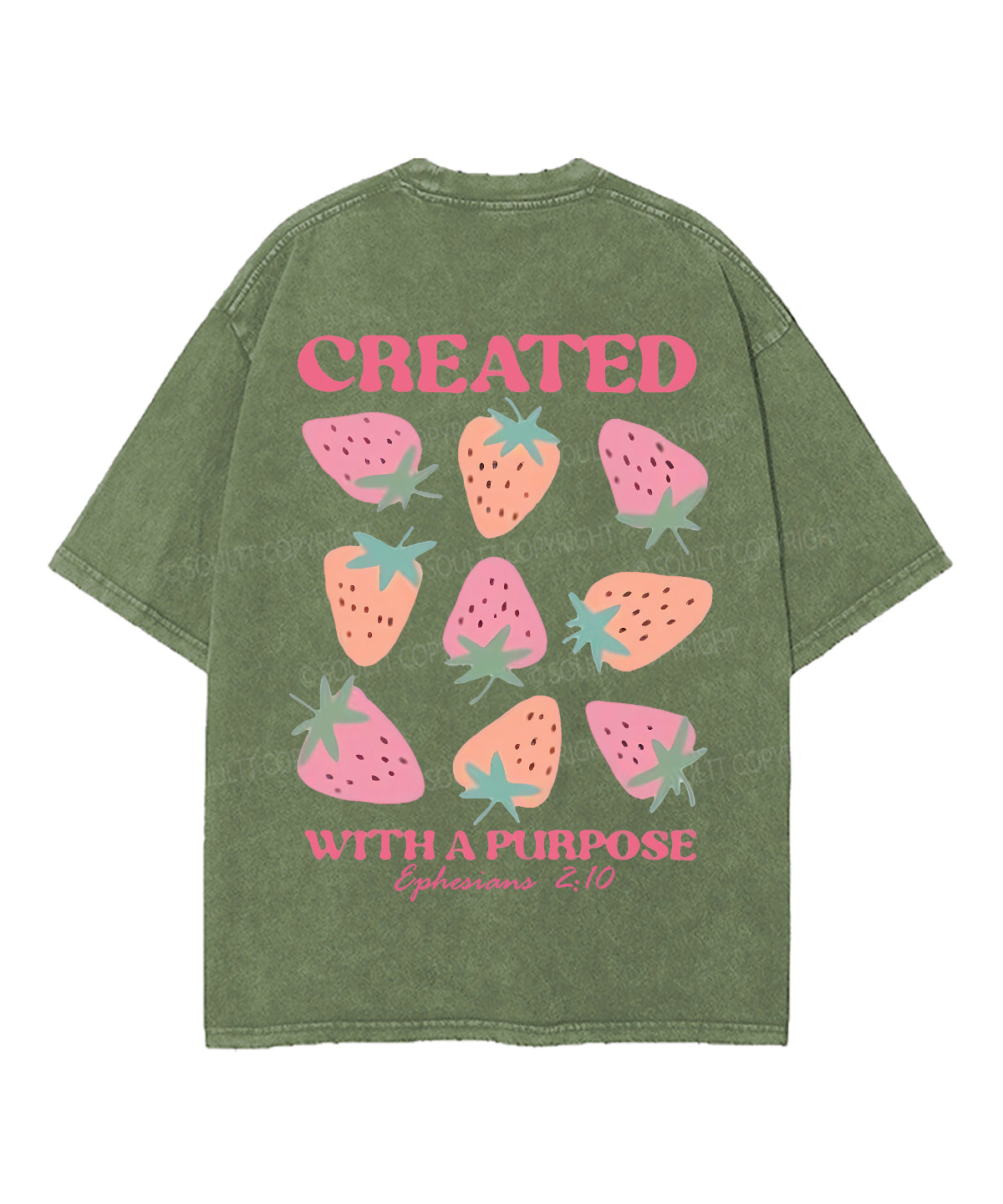 Created With Purpose Double Sided Unisex Washed Christian T-shirt