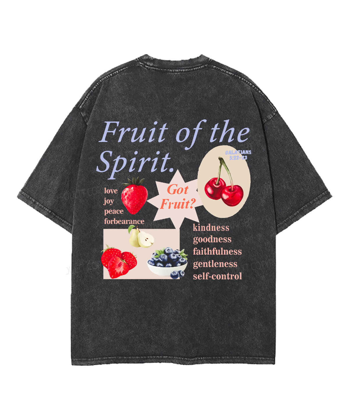 Fruit Of The Spirit Double Sided Unisex Washed Christian T-shirt