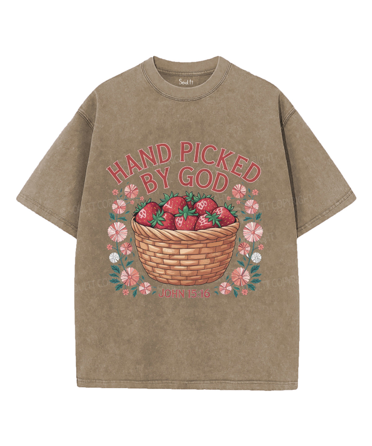 Hand Picked by God Unisex Washed Christian T-shirt