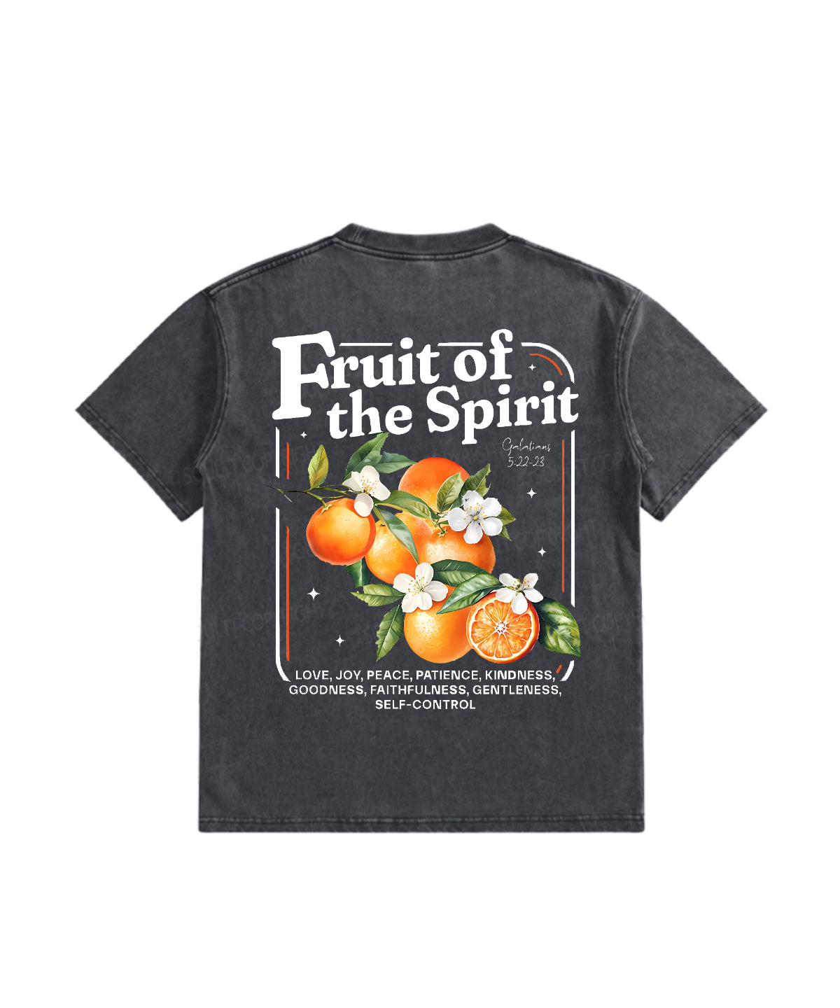 Kids Fruit Of The Spirit Double Sided Washed Christian T-shirt