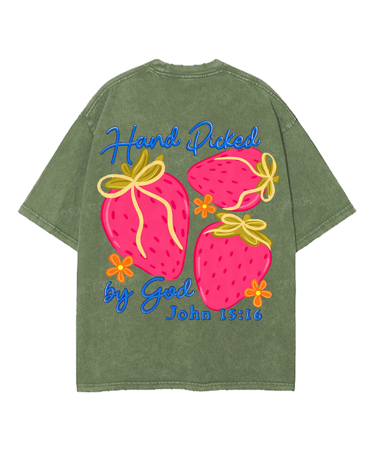 Hand Picked By God Double Sided Unisex Washed Christian T-shirt