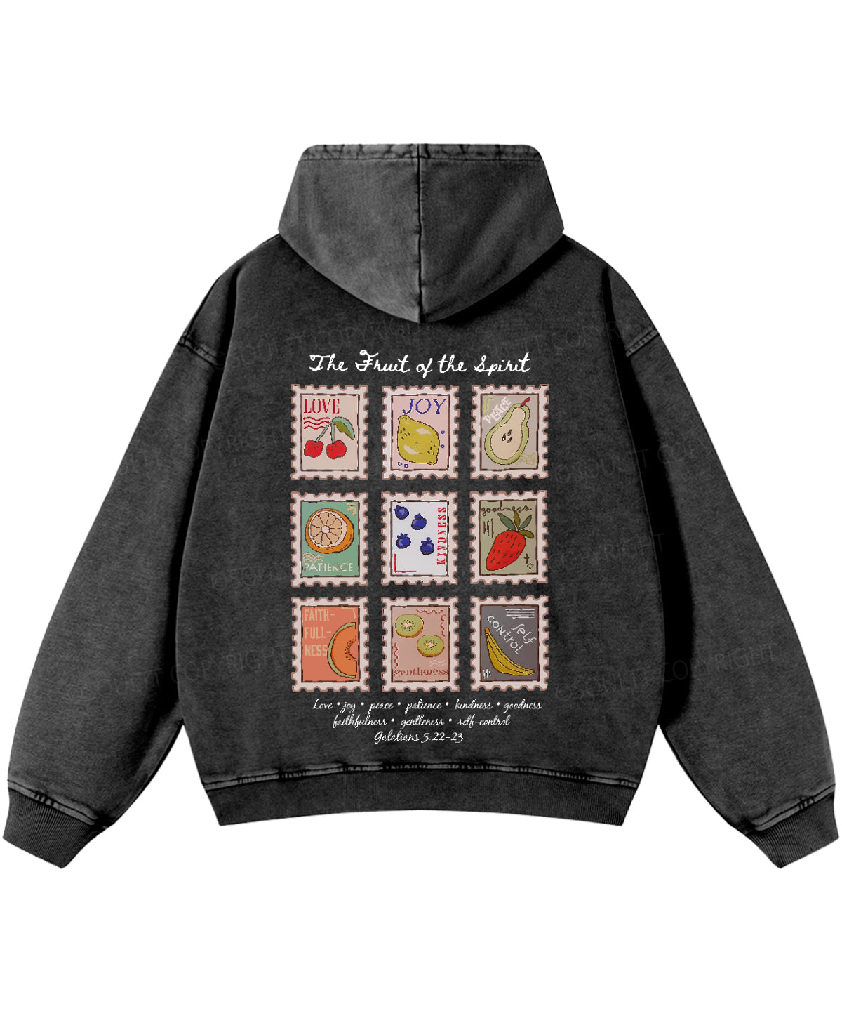 Fruit Of The Spirit Double Sided Washed Christian Hoodie