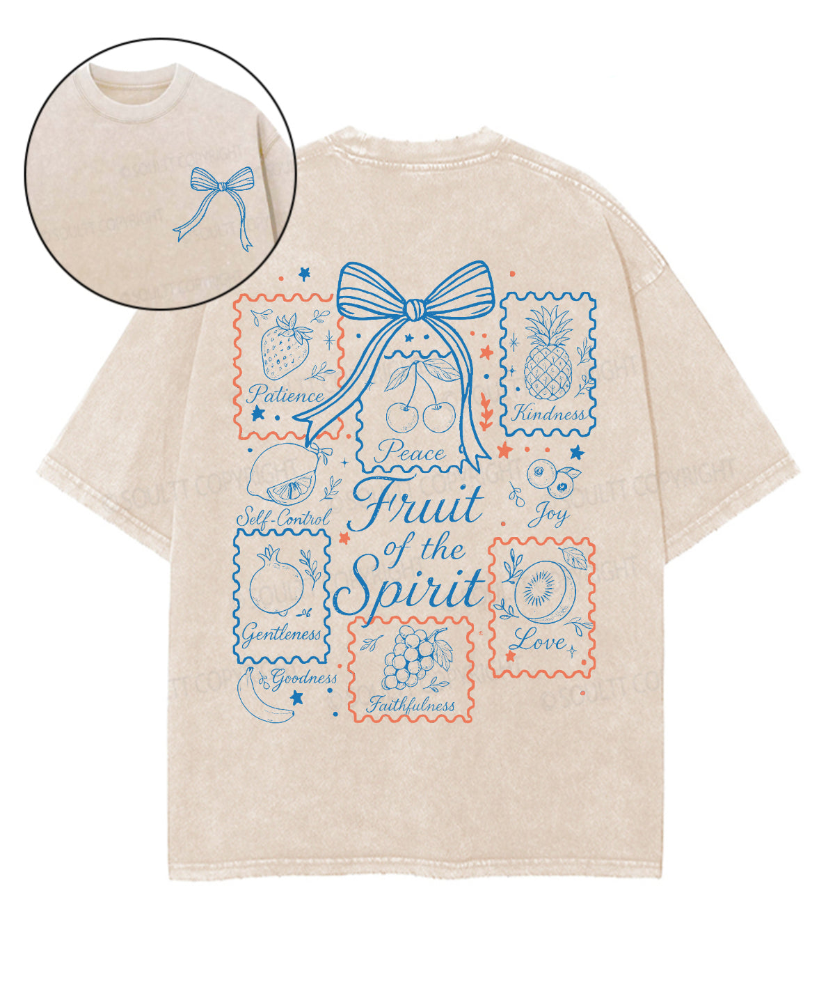 Fruit Of The Spirit Double Sided Unisex Washed Christian T-shirt