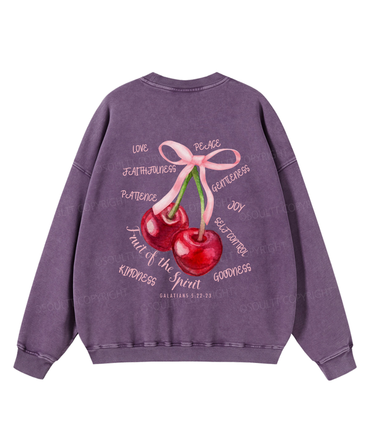 Fruit Of The Spirit Double Sided Washed Christian Sweatshirt