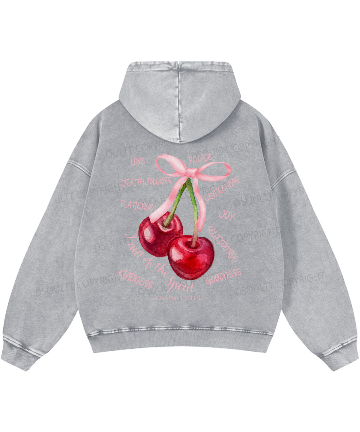 Fruit Of The Spirit Double Sided Washed Christian Hoodie