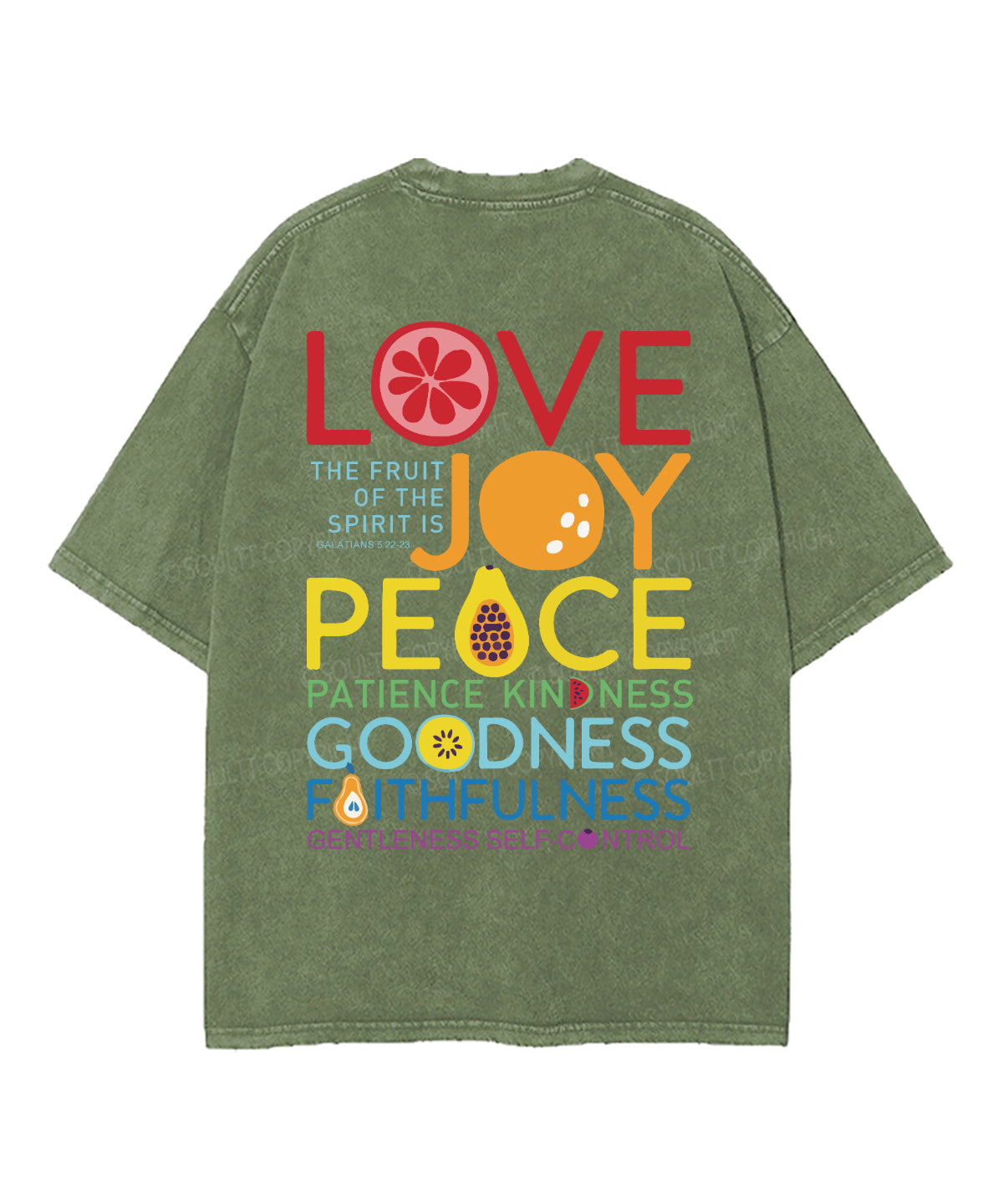 The Fruit Of The Spirit Double Sided Washed Christian T-shirt