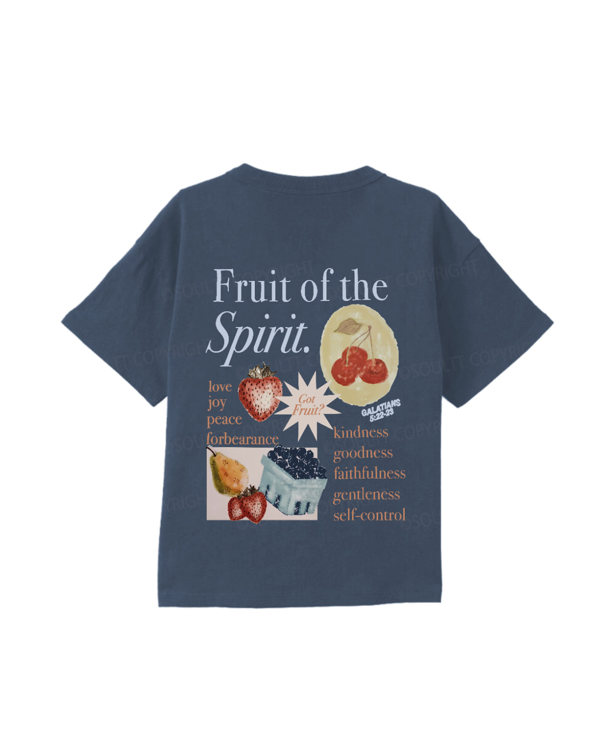Kids Fruit Of The Spirit Double Sided Cotton Christian T-shirt