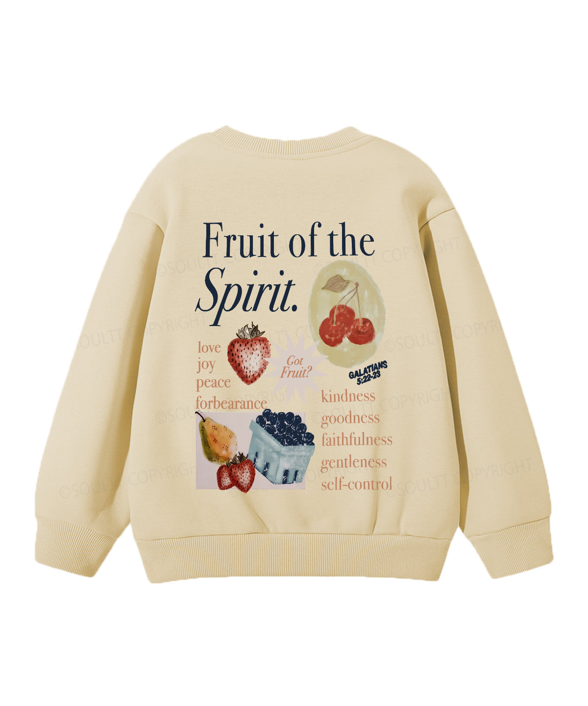 Kids Fruit Of The Spirit Double Sided Christian Sweatshirt