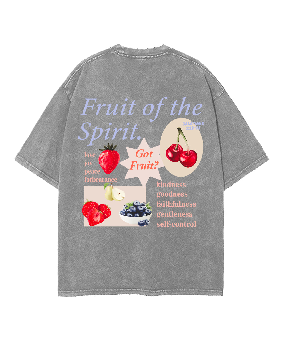 Fruit Of The Spirit Double Sided Unisex Washed Christian T-shirt