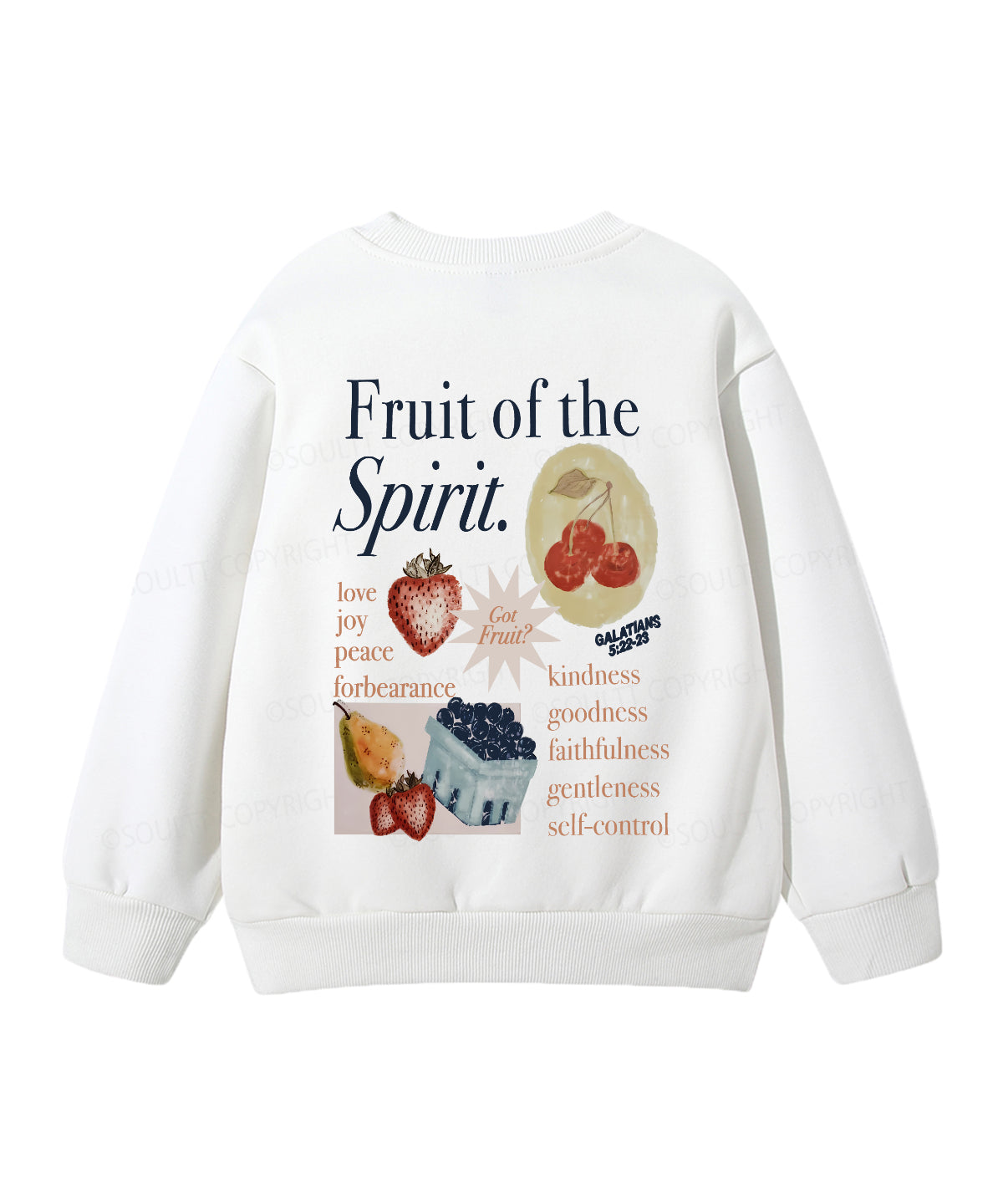 Kids Fruit Of The Spirit Double Sided Christian Sweatshirt
