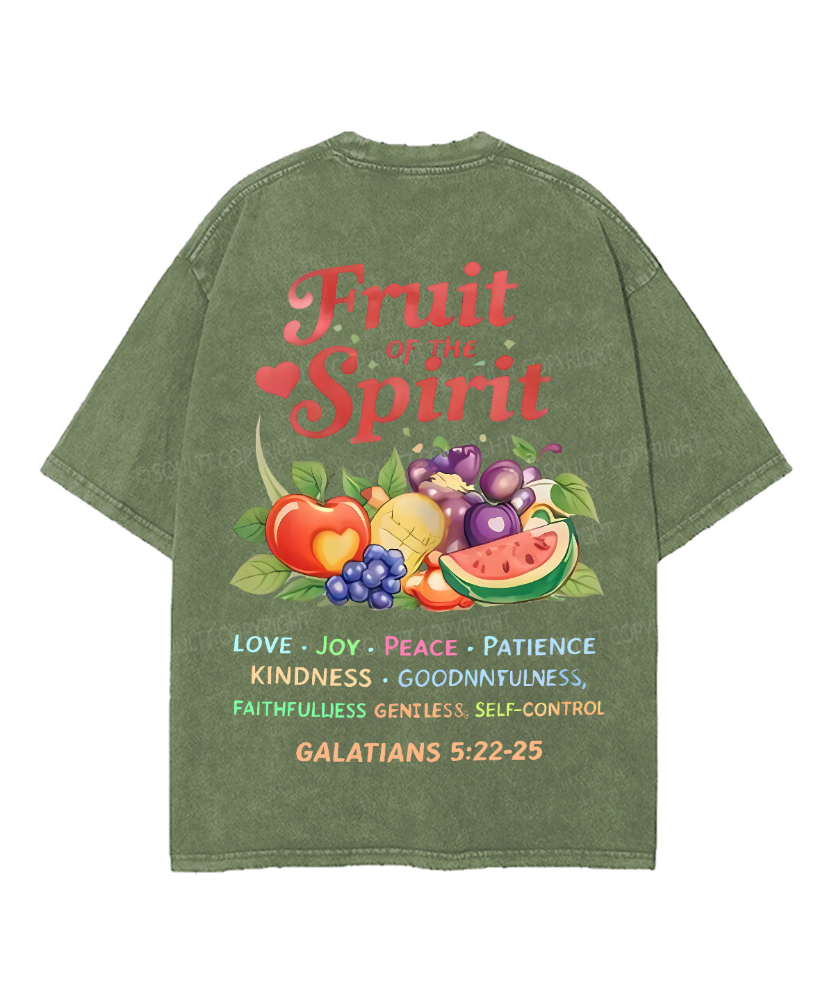 Fruit Of The Spirit Double Sided Unisex Washed Christian T-shirt