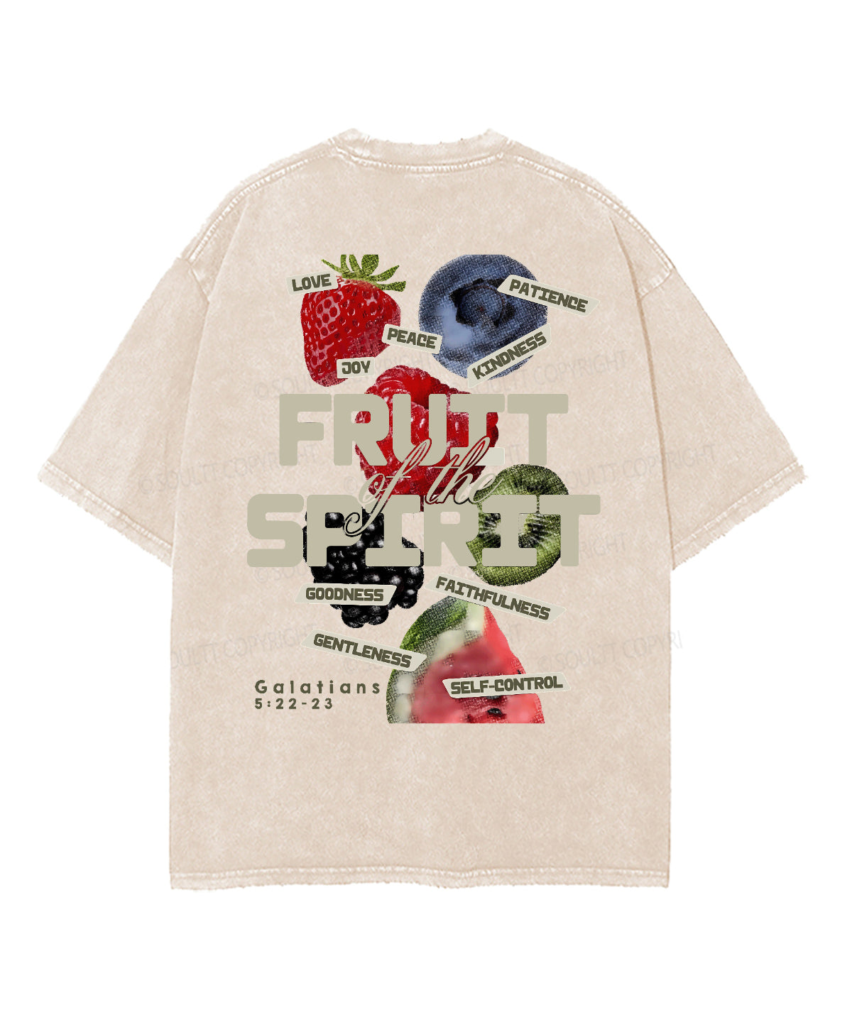 Fruit Of The Spirit Double Sided Unisex Washed Christian T-shirt