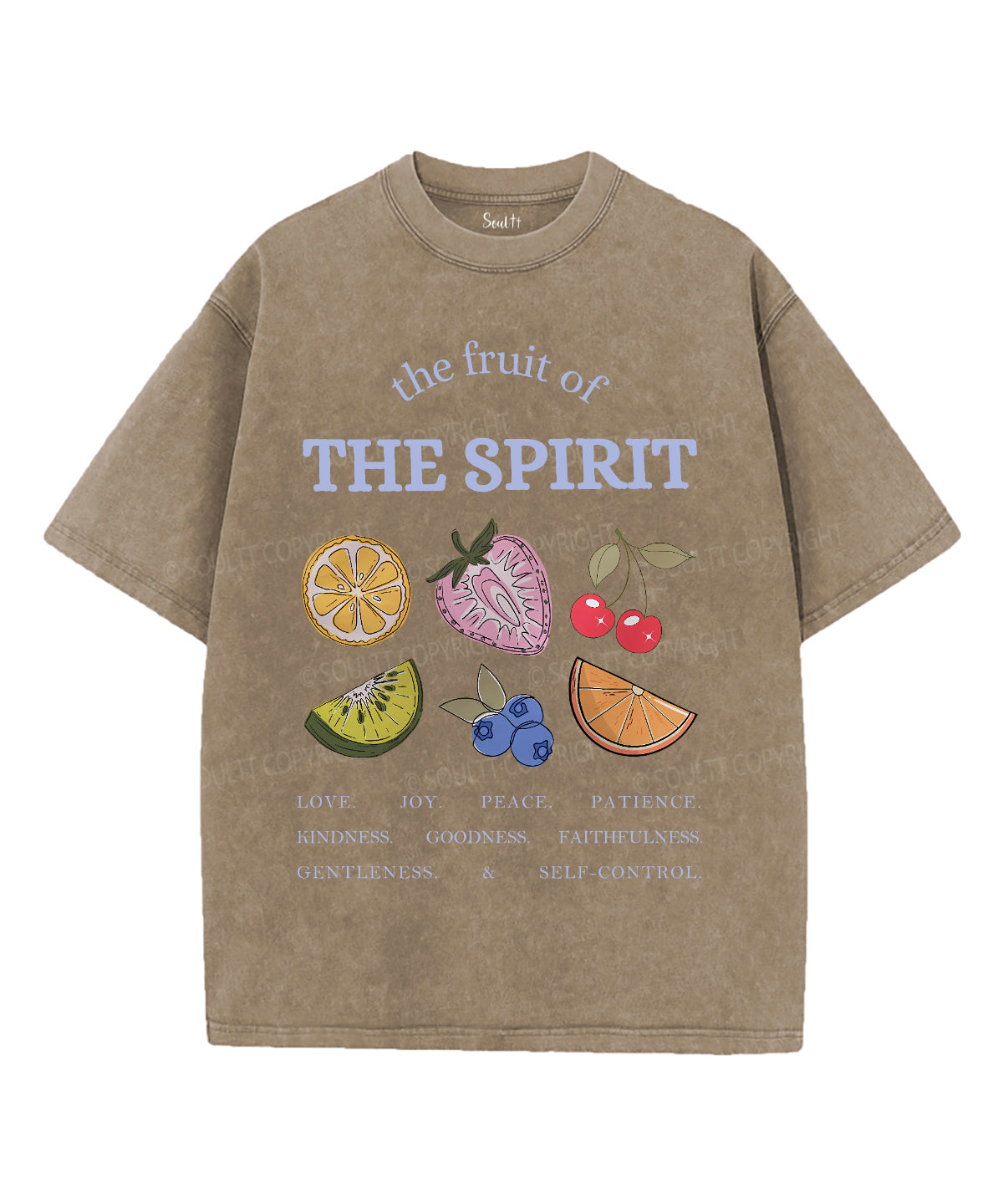 The Fruit Of The Spirit Single Sided Unisex Washed Christian T-shirt