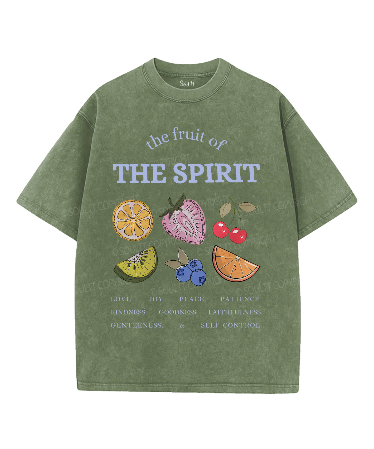 The Fruit Of The Spirit Single Sided Unisex Washed Christian T-shirt