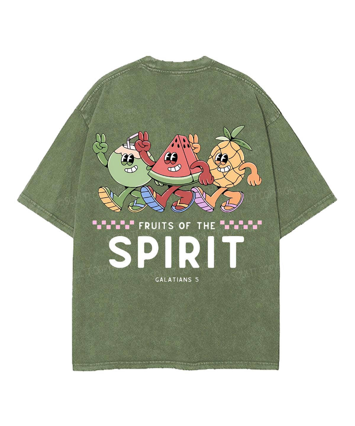 Fruit Of The Spirit Double Sided Unisex Washed Christian T-shirt