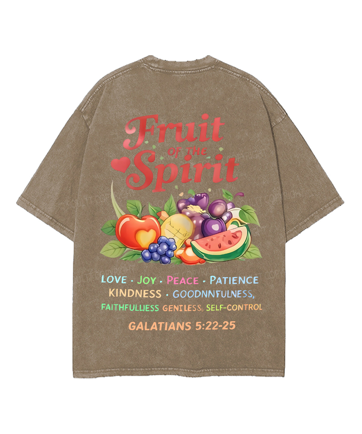 Fruit Of The Spirit Double Sided Unisex Washed Christian T-shirt