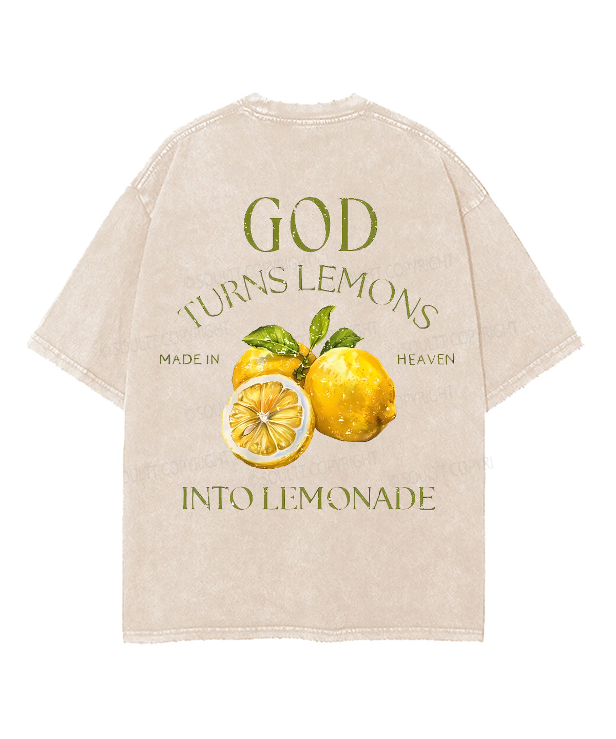 God Turns Lemons Double Sided Unisex Washed Christian T-shirt