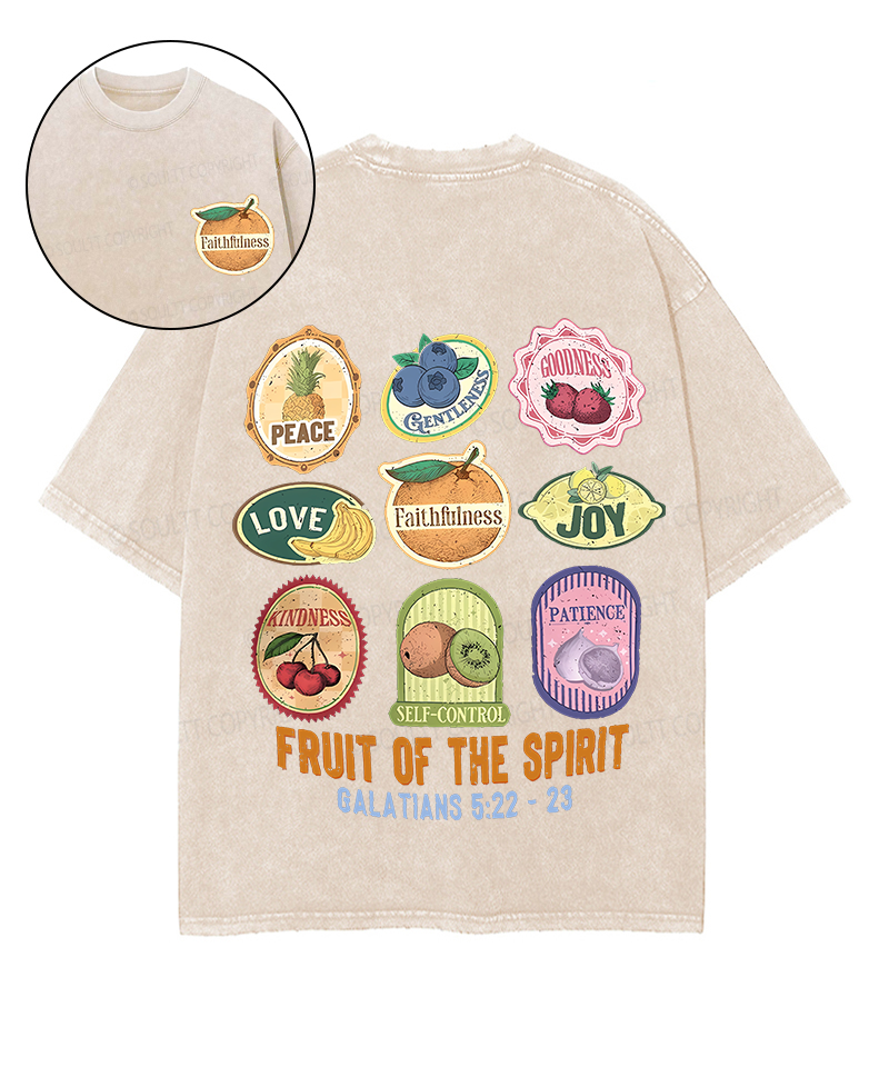 Fruit Of The Spirit Double Sided Unisex Washed Christian T-shirt