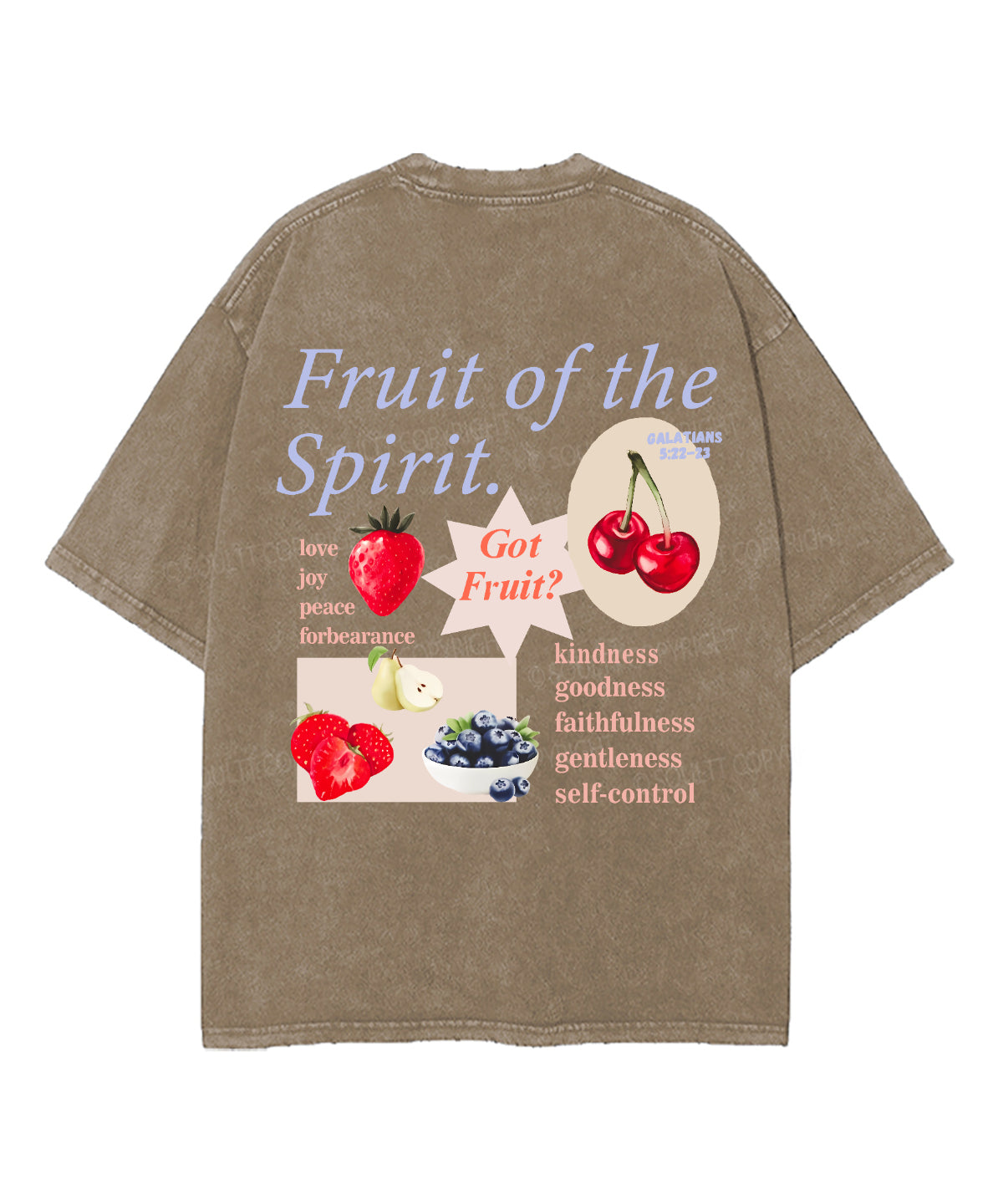 Fruit Of The Spirit Double Sided Unisex Washed Christian T-shirt