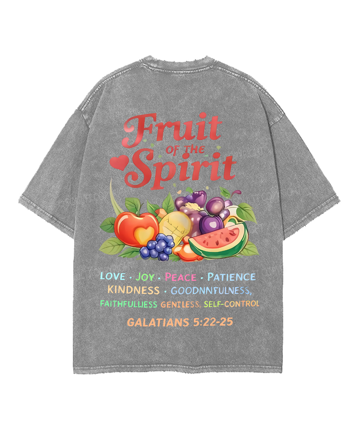 Fruit Of The Spirit Double Sided Unisex Washed Christian T-shirt