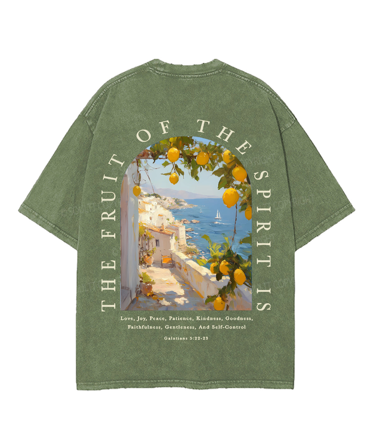 Fruit Of The Spirit Double Sided Unisex Washed Christian T-shirt