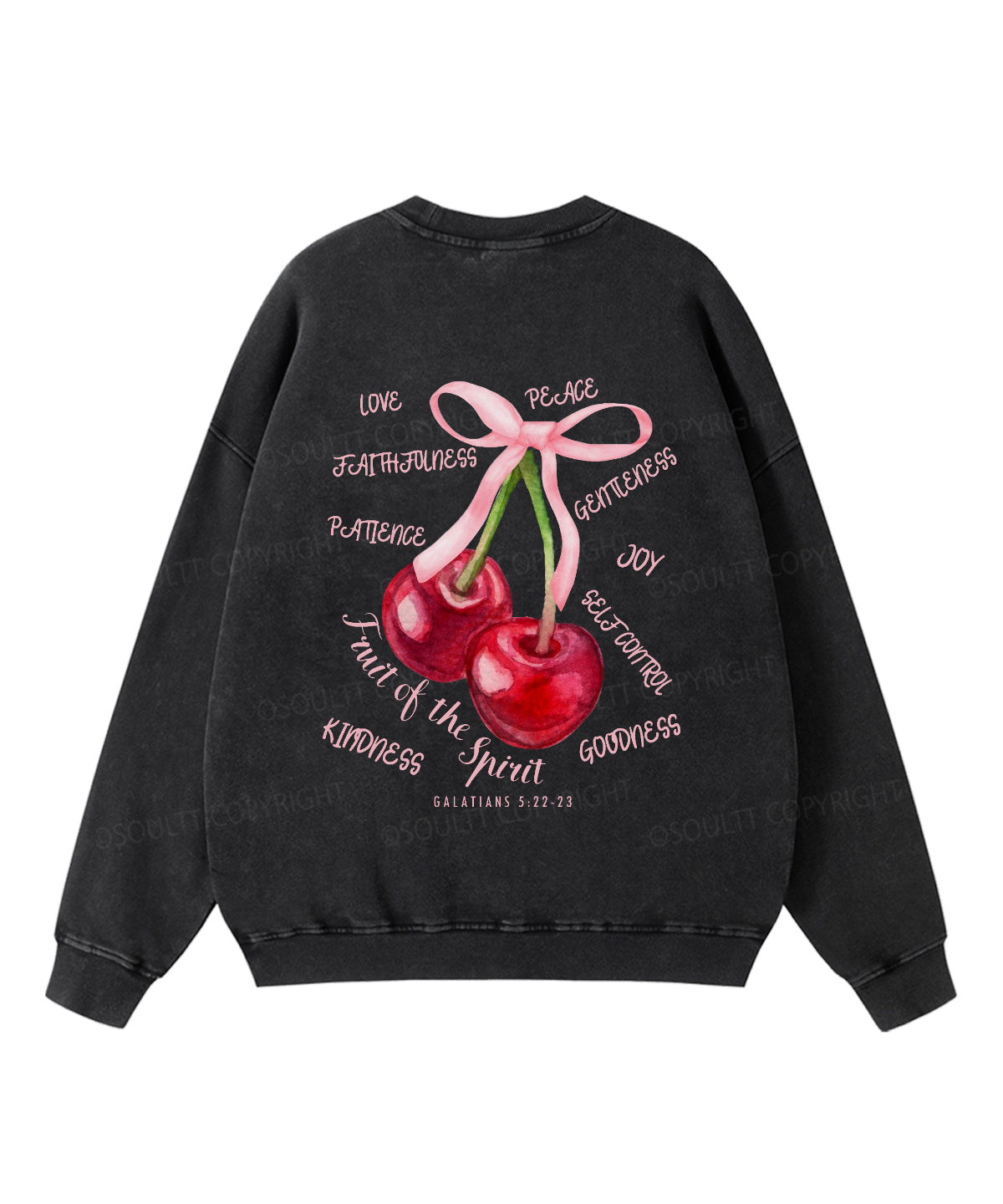 Fruit Of The Spirit Double Sided Washed Christian Sweatshirt