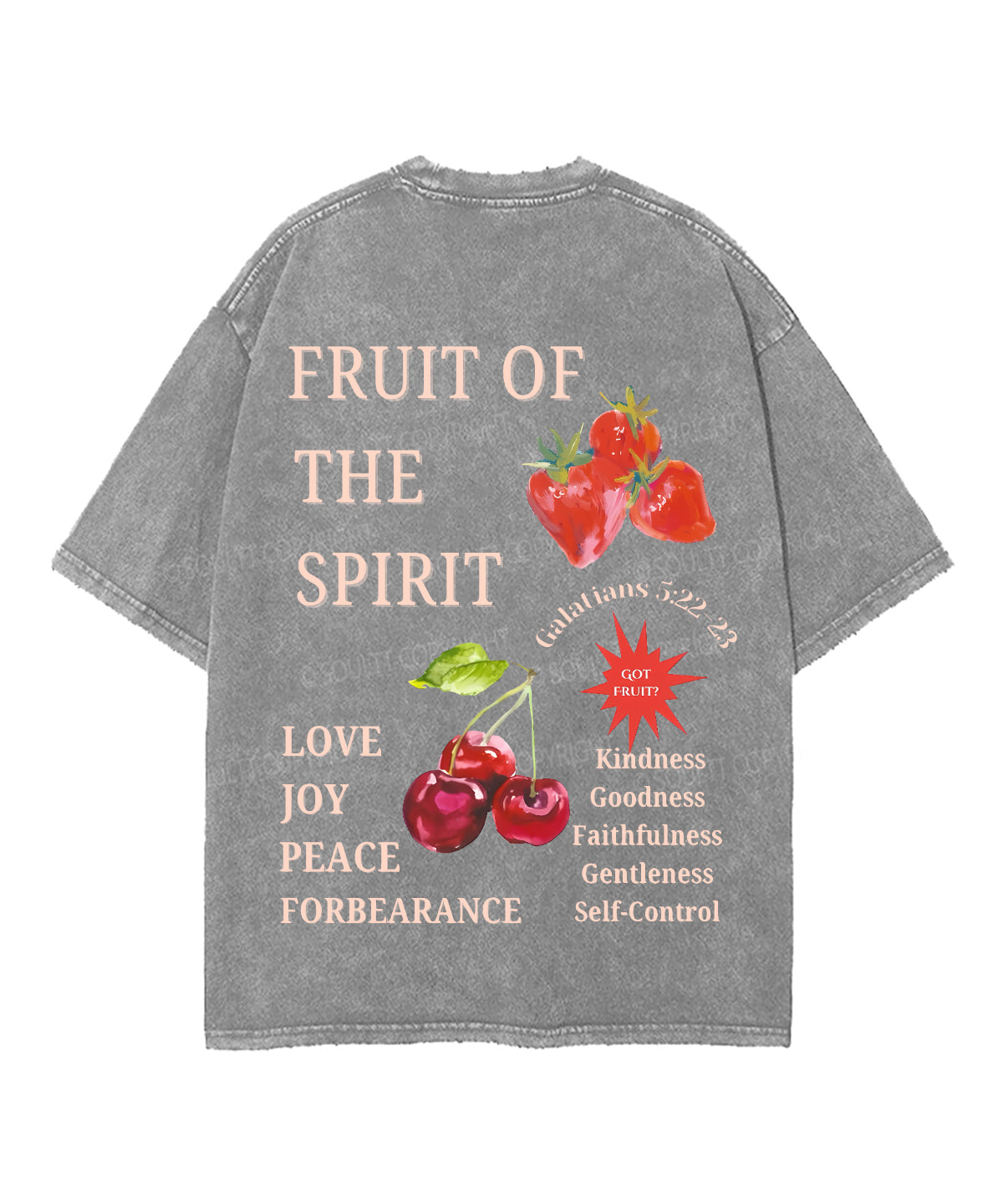 Fruit Of The Spirit Double Sided Unisex Washed Christian T-shirt