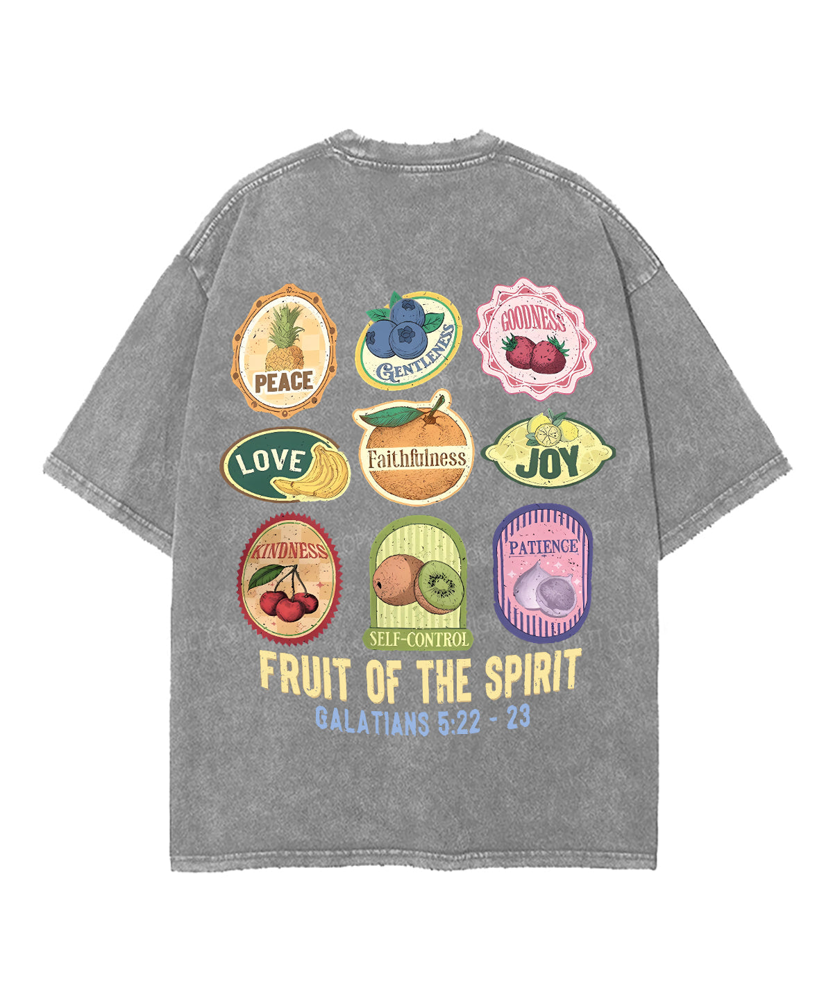 Fruit Of The Spirit Double Sided Unisex Washed Christian T-shirt