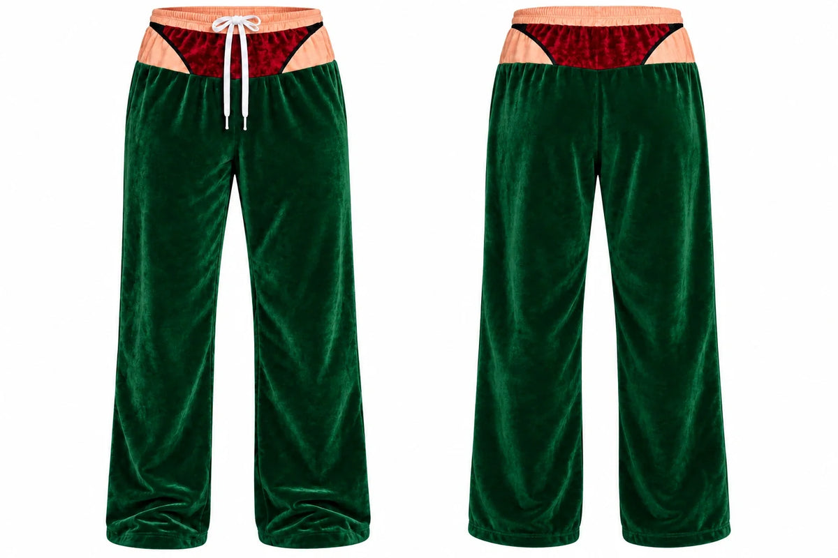 Men's Funny Christmas Pajama Set – Green Jingle Balls Print Holiday Lounge Outfit