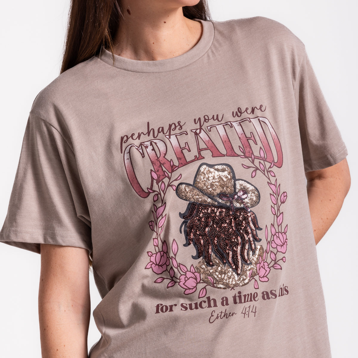 Embellished Perhaps you were Created Sequin Tee