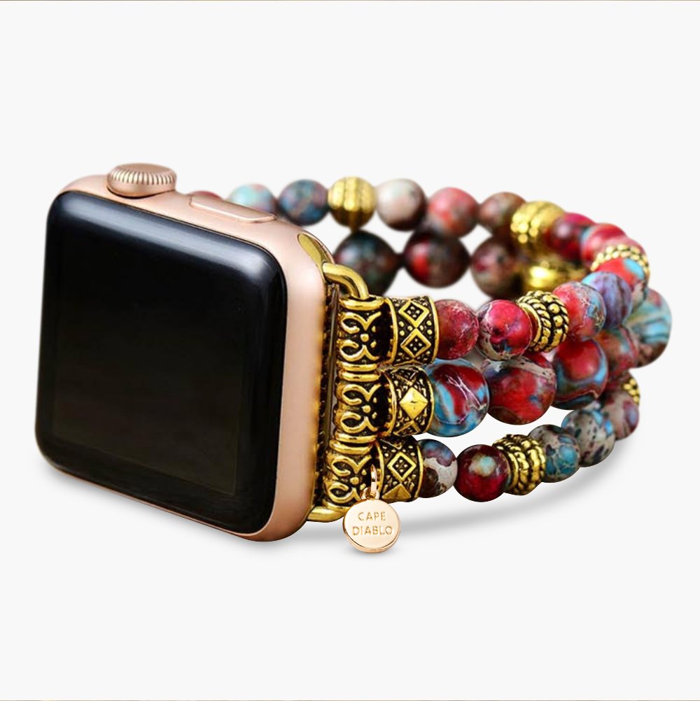 Crimson Jasper Stretch Apple Watch Strap