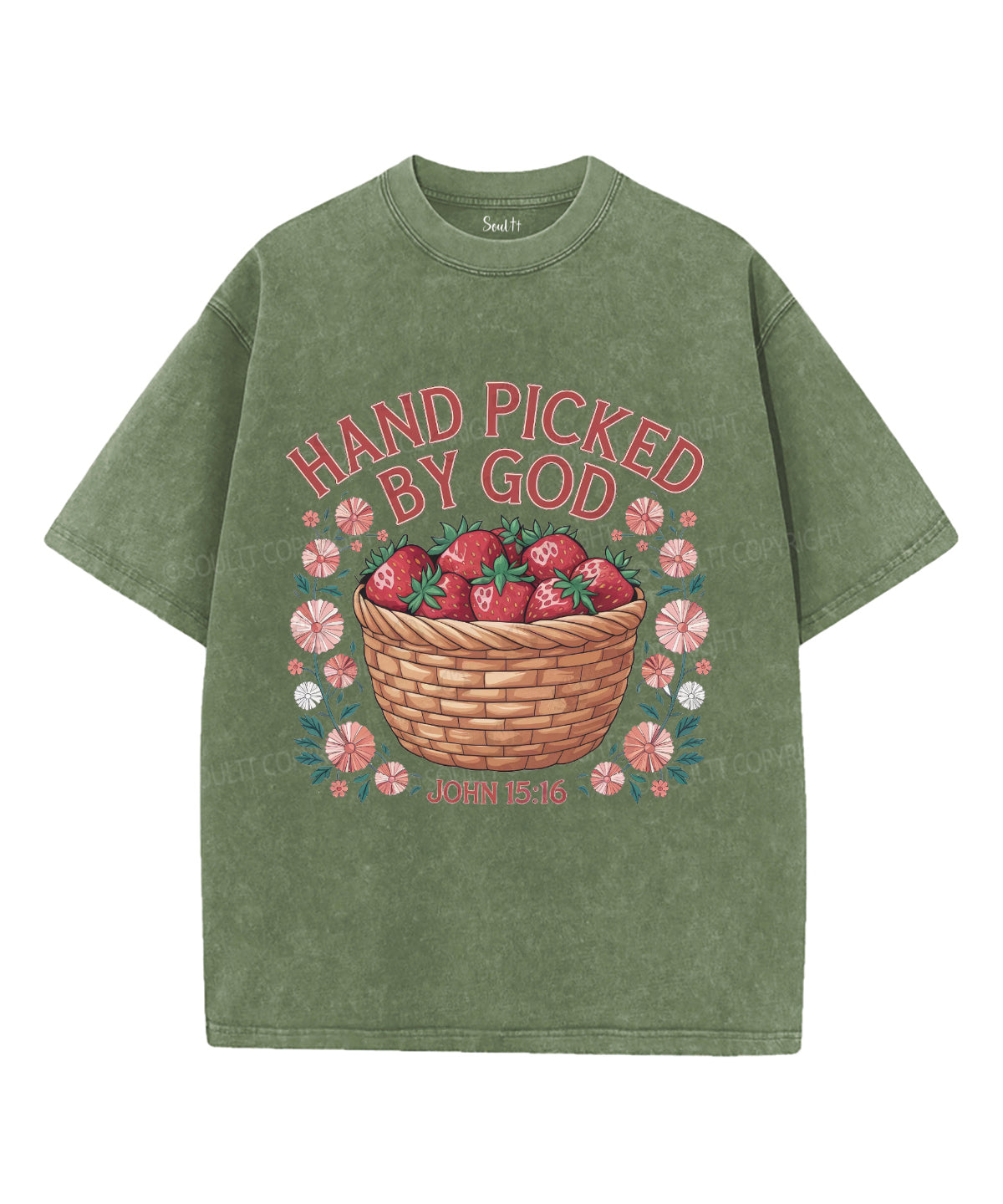 Hand Picked by God Unisex Washed Christian T-shirt