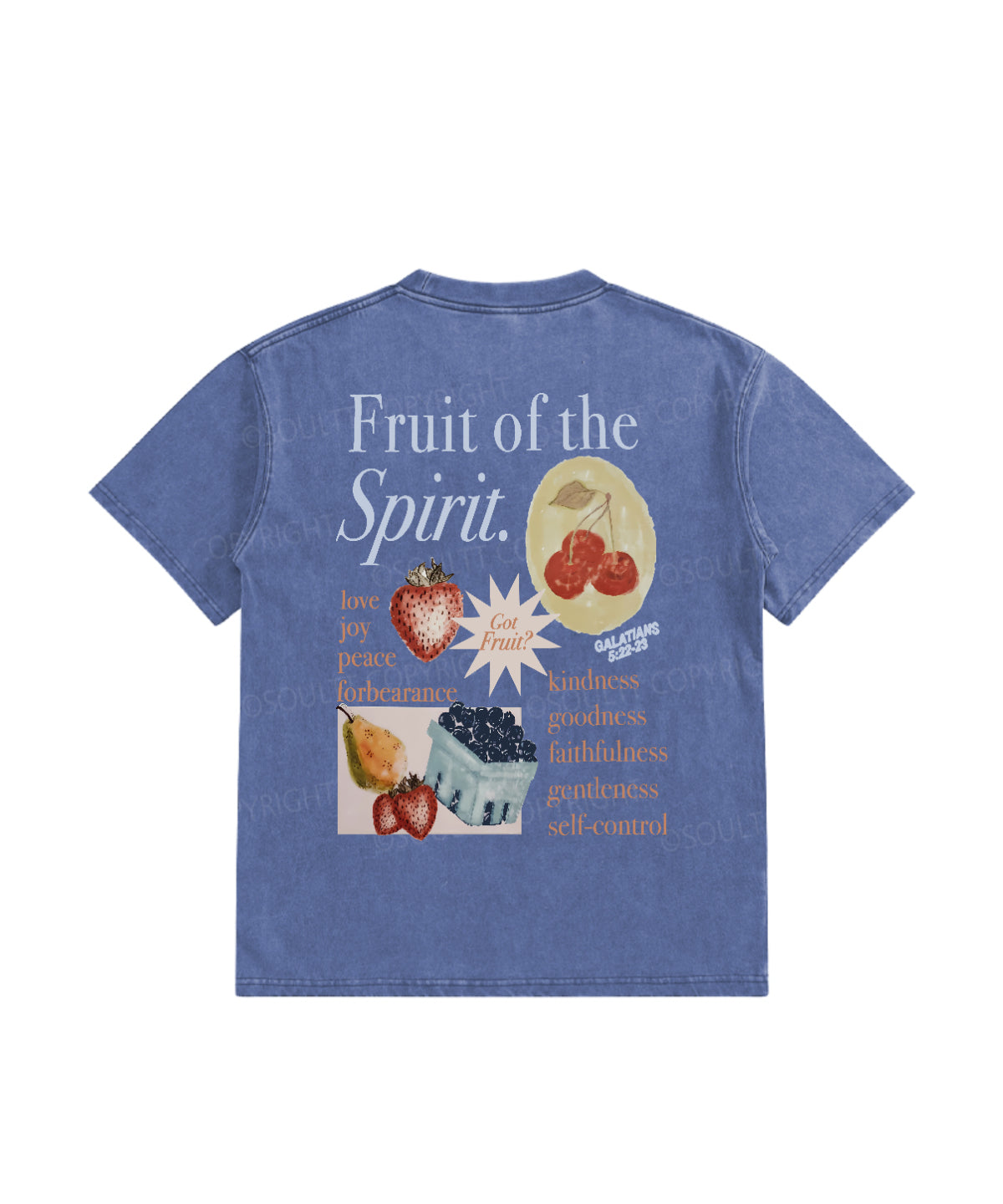 Kids Fruit Of The Spirit Double Sided Washed Christian T-shirt