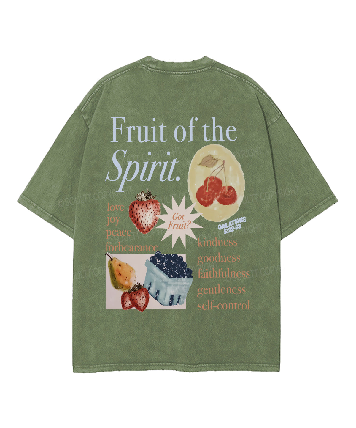 Fruit Of The Spirit Double Sided Unisex Washed Christian T-shirt