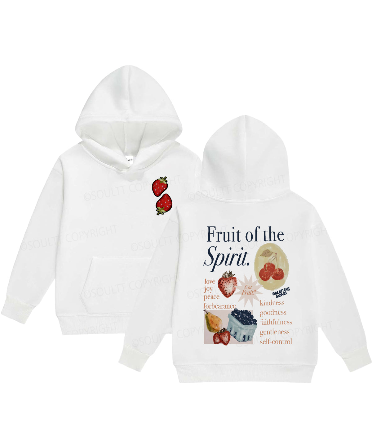 Kids Fruit Of The Spirit Double Sided Christian Hoodie