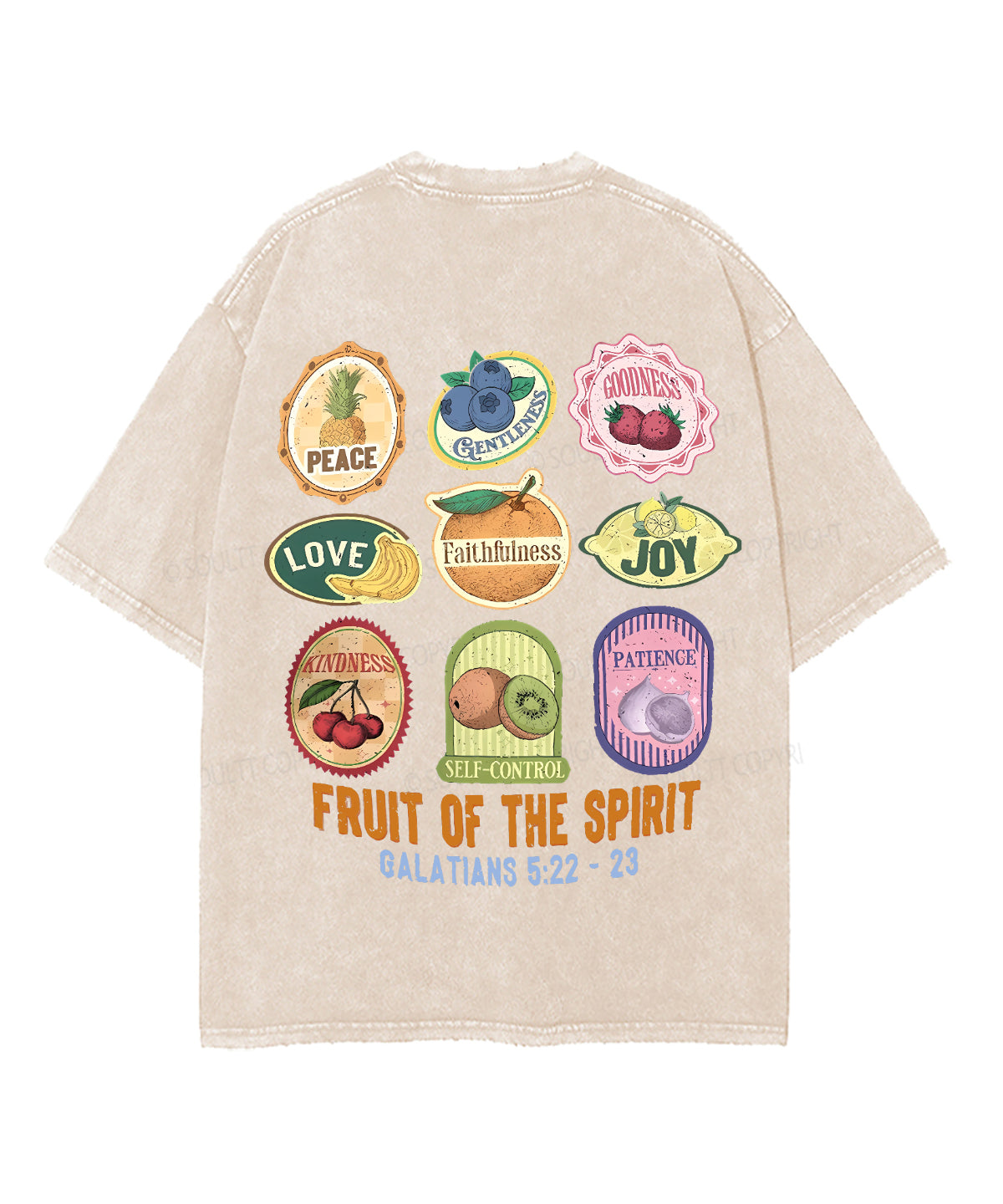 Fruit Of The Spirit Double Sided Unisex Washed Christian T-shirt