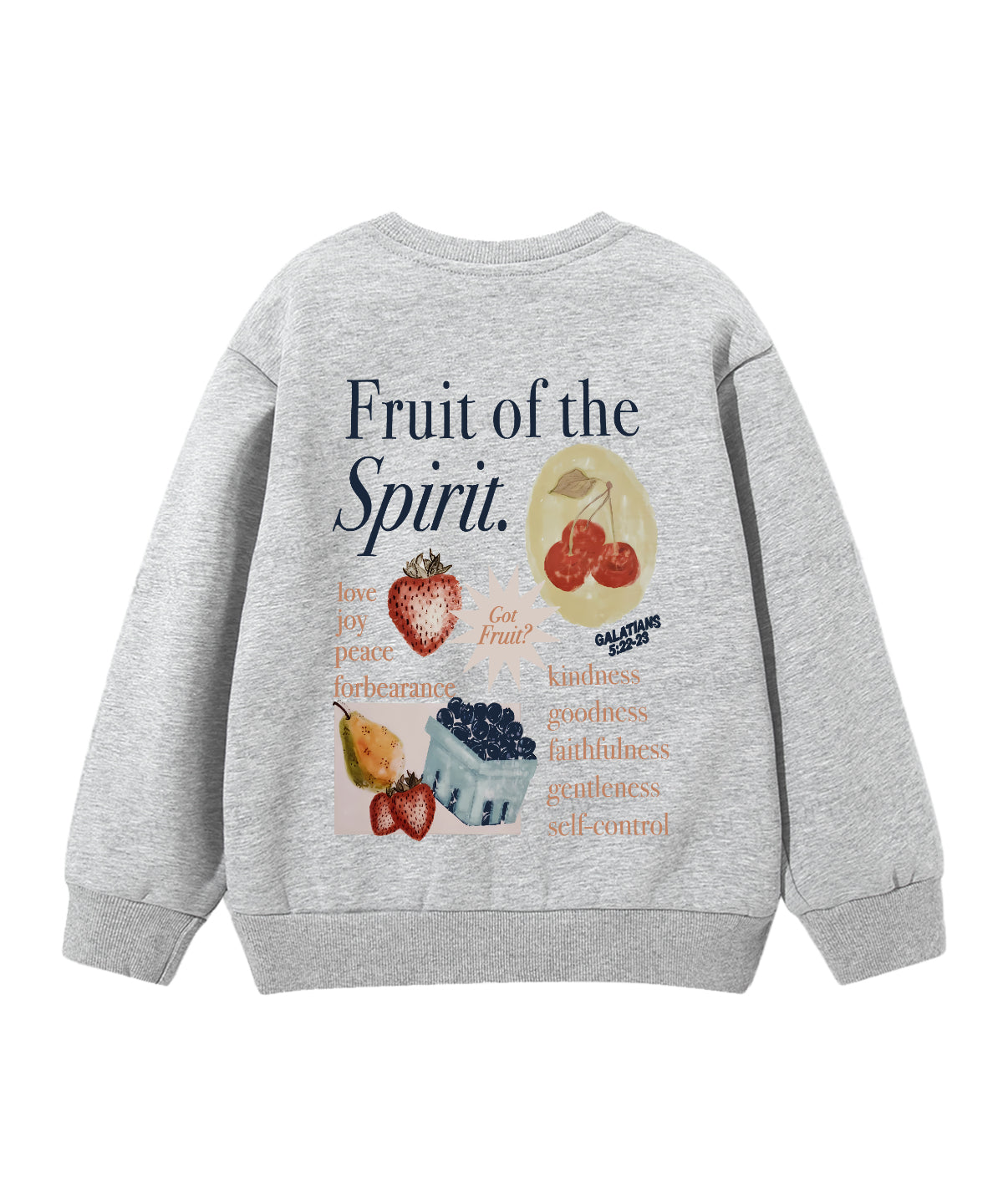 Kids Fruit Of The Spirit Double Sided Christian Sweatshirt