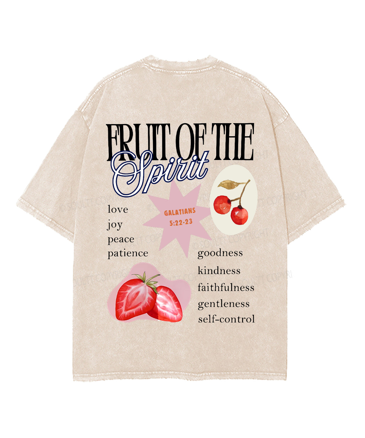 Fruit Of The Spirit Double Sided Unisex Washed Christian T-shirt