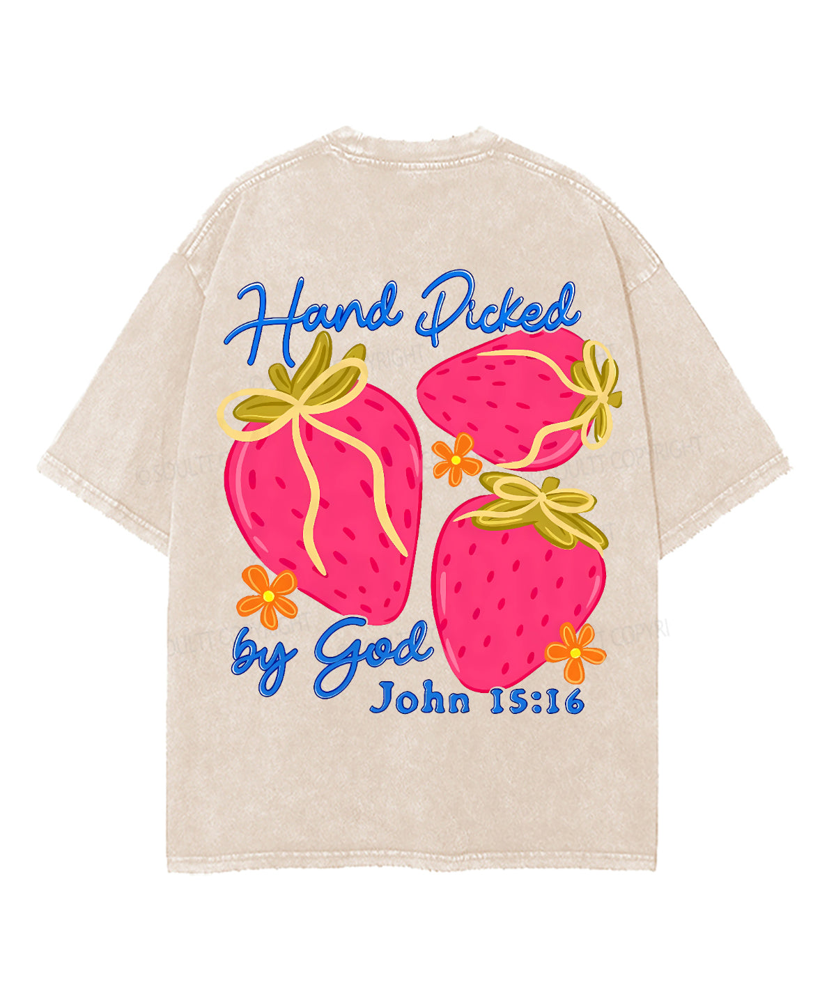 Hand Picked By God Double Sided Unisex Washed Christian T-shirt