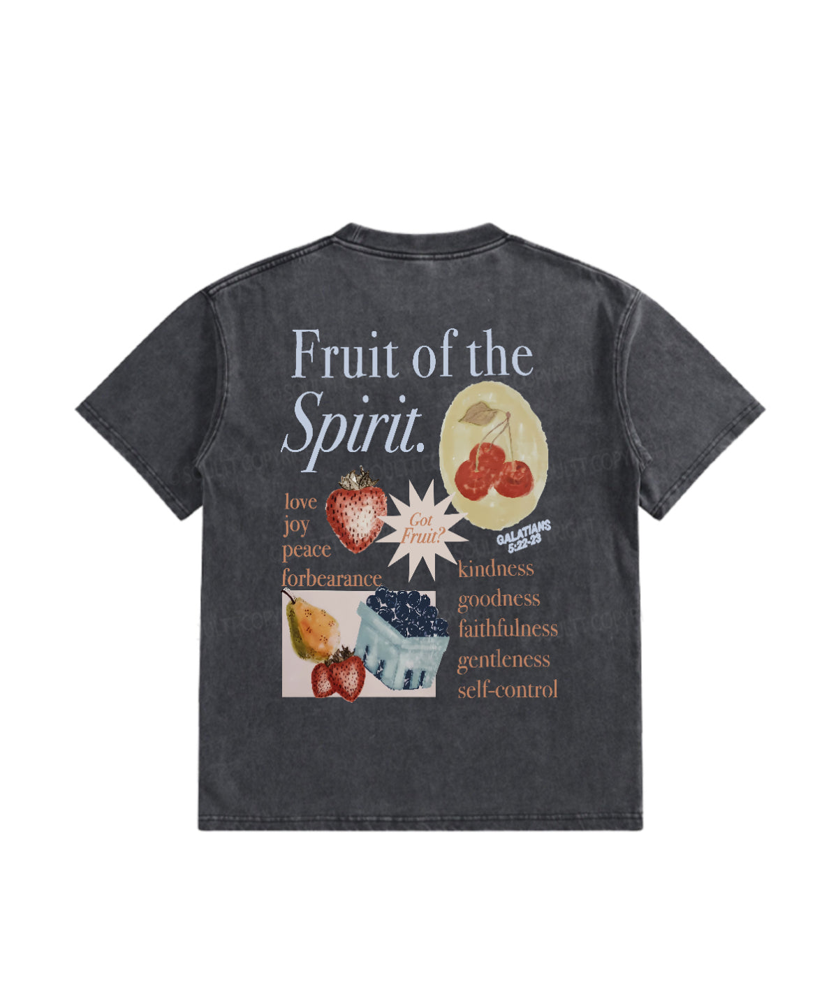 Kids Fruit Of The Spirit Double Sided Washed Christian T-shirt